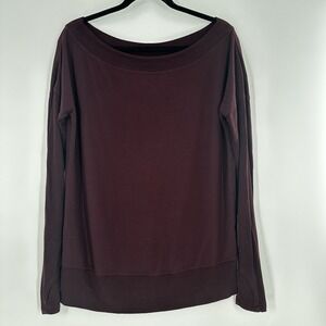ATHLETA Top Women Medium Maroon Thumbholes Long Sleeve‎ Shirt Gym Yoga
